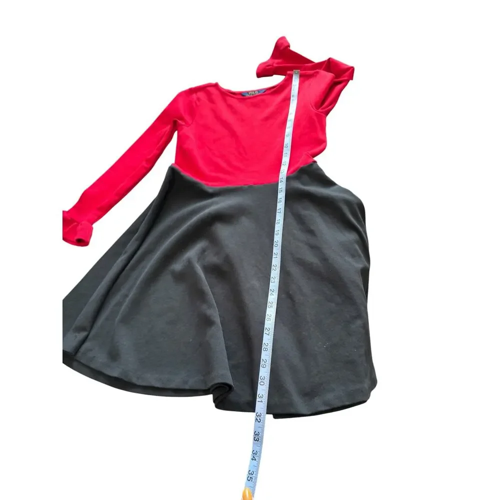 Polo Ralph Lauren Girl's‎ Dress Black Red Holiday Christmas Long Sleeve Large